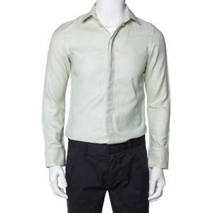 Emporio Armani Light Green Cotton Button Front Shirt S