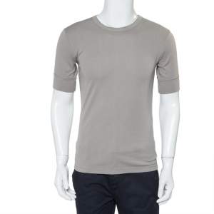 Pre Owned Emporio Armani Grey Cotton Short Sleeve Crewneck T-Shirt L