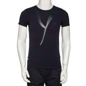 Emporio Armani Navy Blue Printed Cotton & Modal Jude Fitted T-Shirt M