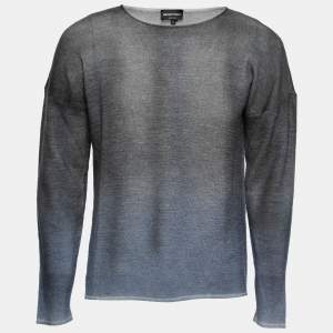 Pre Owned Emporio Armani Grey Ombre Effect Wool Sweater XL
