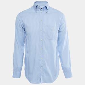Emporio Armani Light Blue Striped Cotton Button Shirt M