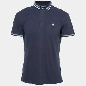 Emporio Armani Navy Blue Cotton Pique Polo T-Shirt XL
