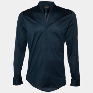 Emporio Armani Dark Green Cotton Button Front Shirt L