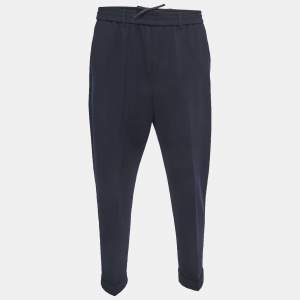 Pre Owned Emporio Armani Navy Blue Wool Blend Trousers L