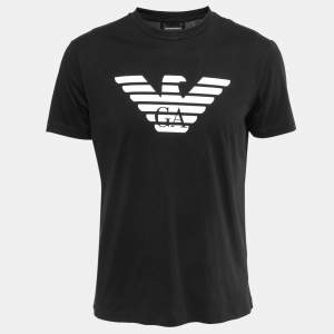 Pre Owned Emporio Armani Essential Black Cotton Crew Neck T-Shirt L