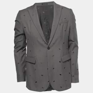 Emporio Armani Grey Wool Blend Cut-Out Detail Single Breasted Blazer M 