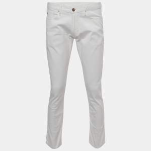 Pre Owned Emporio Armani White Denim Slim Fit Jeans L/Waist 34.5"