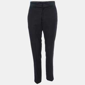 Emporio Armani Black Wool Regular Fit Trousers S