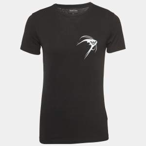 Emporio Armani Black Logo Print Cotton Crew Neck T-Shirt S