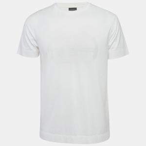 Emporio Armani White r-EAcreate Logo Intarsia Cotton Crew Neck T-Shirt L
