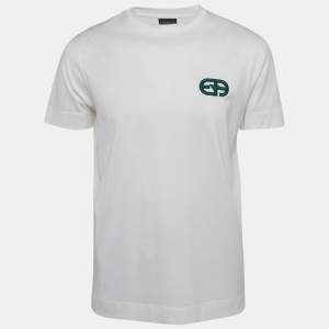 Emporio Armani White r-EAcreate Embroidery Tencel Crew Neck T-Shirt L