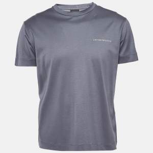 Emporio Armani Logo Print Tencel Crew Neck T-Shirt L