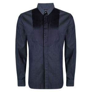 Pre Owned Emporio Armani Blue Contrast Front Yoke Button Front Long Sleeve Shirt XXL