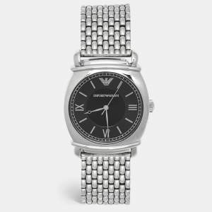 Pre Owned Emporio Armani Black Stainless Steel AR-0282 Men's Wristwatch 41 mm 