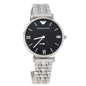 Pre Owned Emporio Armani Black Stainless Steel Classic AR1676 Men's Wristwatch 40 mm