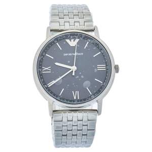 Pre Owned Emporio Armani Grey Stainless Steel AR11068 Men's Wristwatch 41 mm
