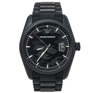 Pre Owned Emporio Armani Black PVD Coated Stainless Steel Rubber Sportivo AR6052 Men's Wristwatch 42 mm