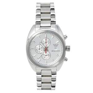 Pre Owned Emporio Armani Silver Stainless Steel Sportivo AR5958 Chronograph Men's Wristwatch 42 mm
