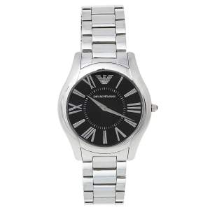 Pre Owned Emporio Armani Black Stainless Steel AR2022 Men's Wristwatch 43 mm