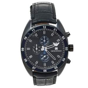 Emporio Armani Black Ion-Plated Stainless Steel Leather Sportivo AR5916 Men's Wristwatch 42 mm