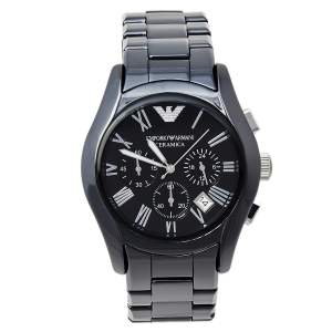 Pre Owned Emporio Armani Black Ceramic and Stainless Steel Ceramica AR1410 Men's Wristwatch 42 mm