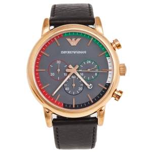 Emporio Armani Grey Rose Gold Plated Stainless Steel UAE National Day Edition AR80003 Men's Wristwatch 46 mm