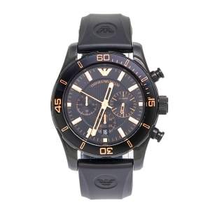 Emporio Armani Black PVD Coated Stainless Steel Rubber Sportivo AR5946 Men's Wristwatch 44 mm