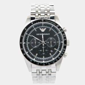 Pre Owned Emporio Armani Black Stainless Steel Sportivo AR-5988 Men's Wristwatch 46 mm