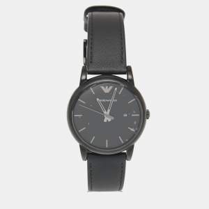Emporio Armani Black PVD Coated Stainless Steel Leather Classic AR1732 Men's Wristwatch 41 mm 
