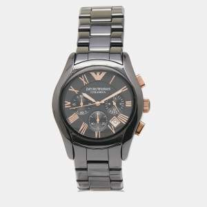 Emporio Armani Black Ceramic Rose Gold Plated Stainless Steel Cermica AR1410 Men's Wristwatch 42 mm 