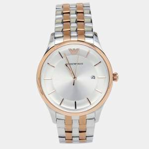 Emporio Armani Silver Two Tone Stainless Steel Lamda AR11044 Men's Wristwatch 43 mm