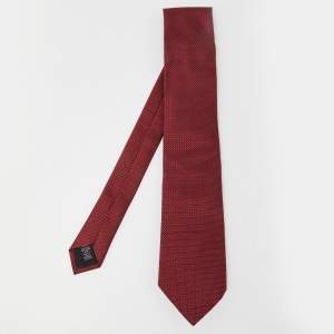 Zegna Burgundy Patterned Silk Jacquard Tie