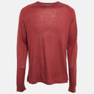 Ermenegildo Zegna Burgundy Wool Knit Crew Neck Sweater XL