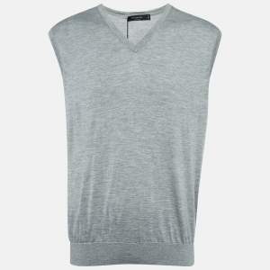 Ermenegildo Zegna Grey Cashmere Blend V-Neck Sleeveless T-Shirt XXL (IT 56)