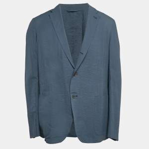 Pre Owned Ermenegildo Zegna Blue Textured Cotton Riviera Jacket XL