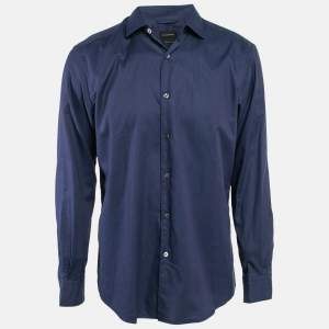 Ermenegildo Zegna Blue Cotton Long Sleeve Shirt L
