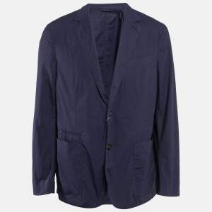 Ermenegildo Zegna Navy Blue Cotton Single Breasted Blazer XL