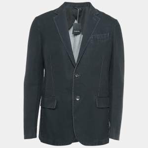Pre Owned Ermenegildo Zegna Black Denim Single Breasted Blazer XL