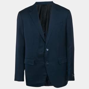 Pre Owned Ermenegildo Zegna Easy Light Blue Gabardine Cashmere Blazer XXL