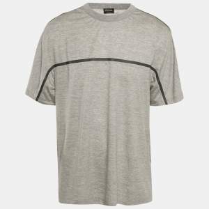 Zegna Techmerino Grey Wool & Lyocell Jersey Crew Neck T-Shirt XXL
