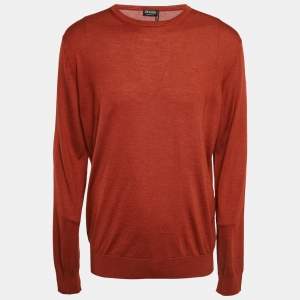 Zegna Brown Cashmere Knit Crew Neck Sweater XL