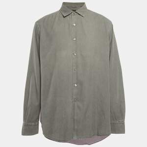Ermenegildo Zegna Grey Cotton Button Front Shirt XXL