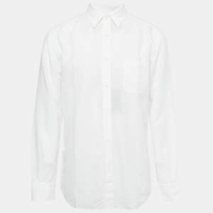 Pre Owned Ermenegildo Zegna White Cotton Blend Long Sleeve Shirt L
