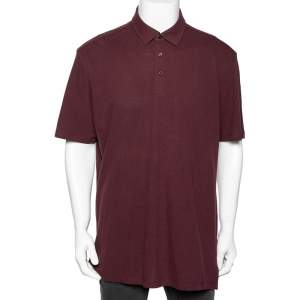 Pre Owned Ermenegildo Zegna Burgundy Cotton Pique Polo T-Shirt XXL 