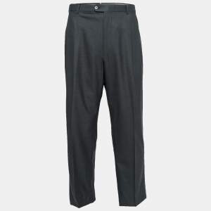 Pre Owned Ermenegildo Zegna Su Misura Charcoal Grey Wool Cool Effect Trousers 5XL Waist 42"