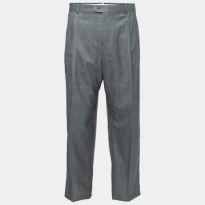 Pre Owned Ermenegildo Zegna Su Misura Grey Wool Trofeo 600 Trousers 5XL Waist 39.5"