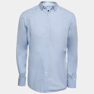 Pre Owned Ermenegildo Zegna Blue Cotton Button Down Shirt M   