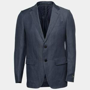 Ermenegildo Zegna Dark Blue Wool & Linen Single-Breasted Blazer M