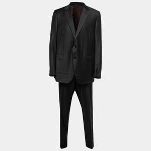 Ermenegildo Zegna Black Wool Crepe Single-Breasted Suit 4XL