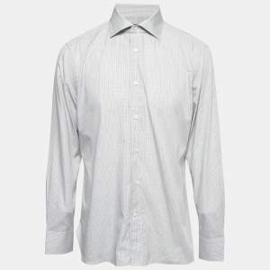 Pre Owned Ermenegildo Zegna Grey Checked Cotton Tailor Fit Shirt XXL